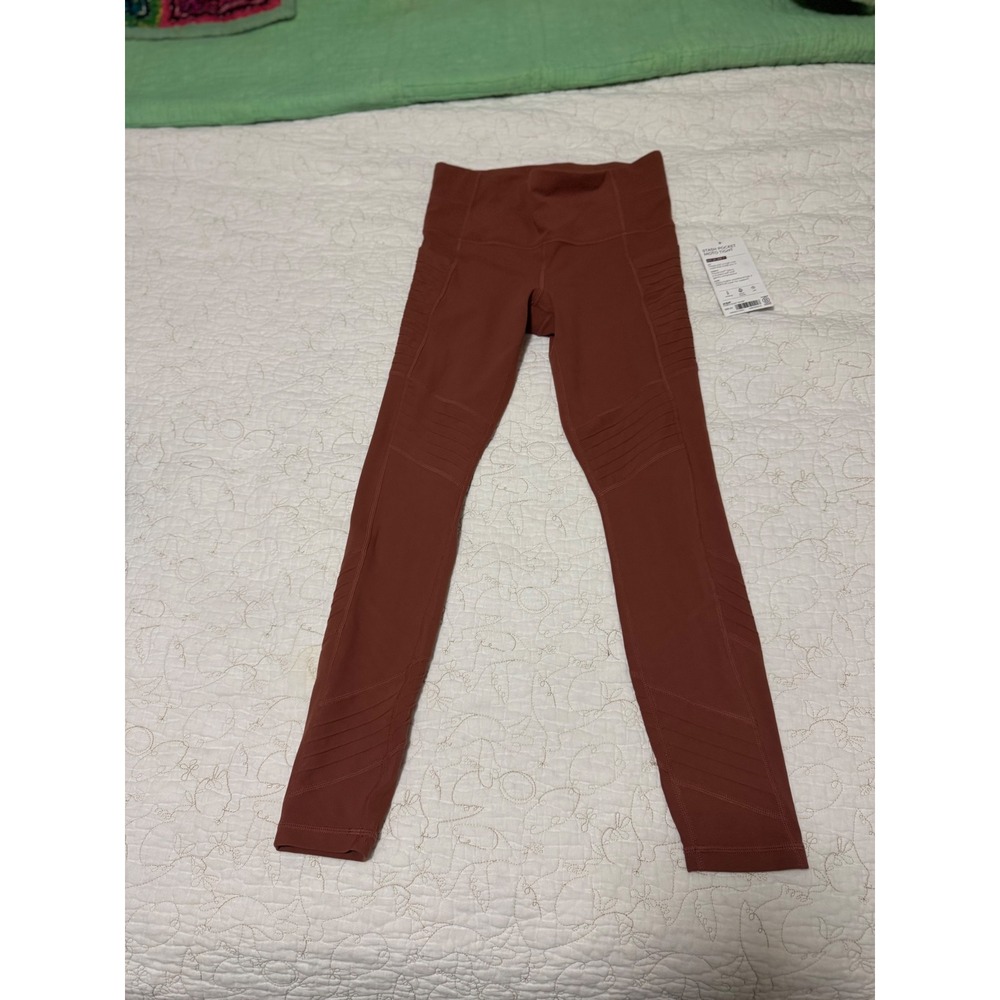 Athleta Stash Pocket Moto Tight Legging Rust Brown XSP